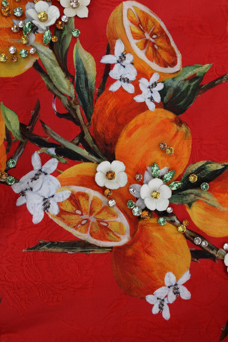 Dolce & Gabbana Orangefarbene Bluse mit Kristallverzierung