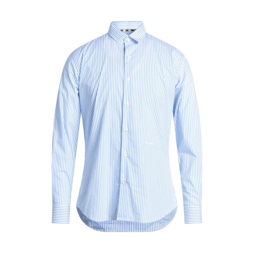 Aquascutum Elegantes hellblau gestreiftes Baumwollhemd