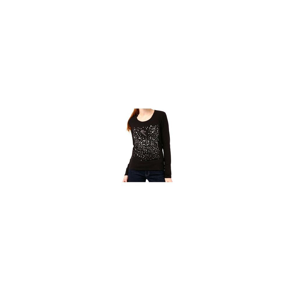Montana Blu Schwarzes Baumwoll-T-Shirt für Frauen