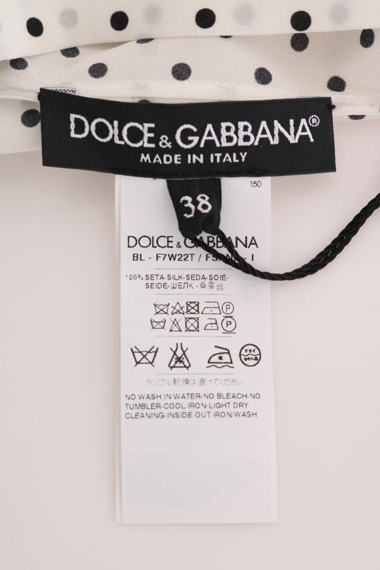 Dolce &amp; Gabbana beyaz puantiyeli ipek tişört üstü