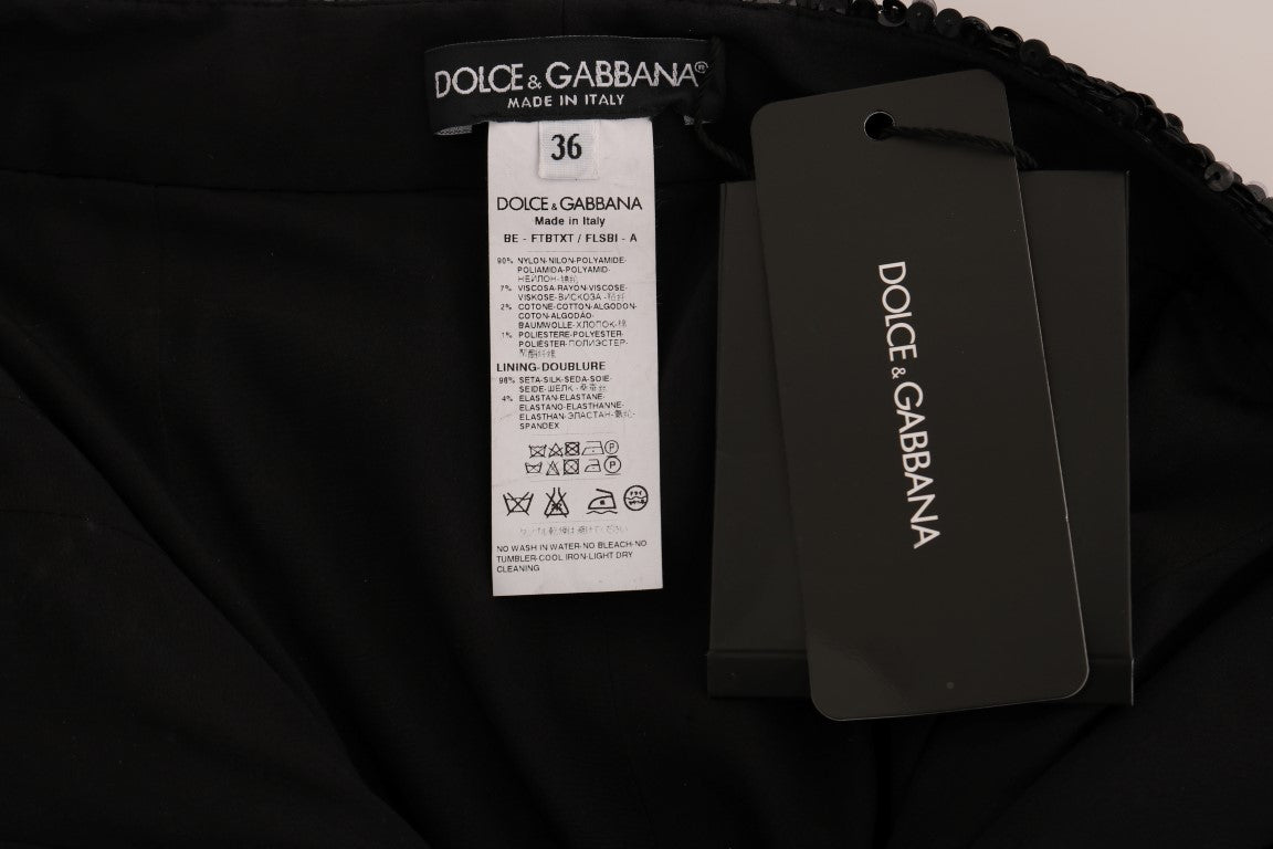 Dolce & Gabbana Schwarze paillettenbesetzte Fashion Shorts