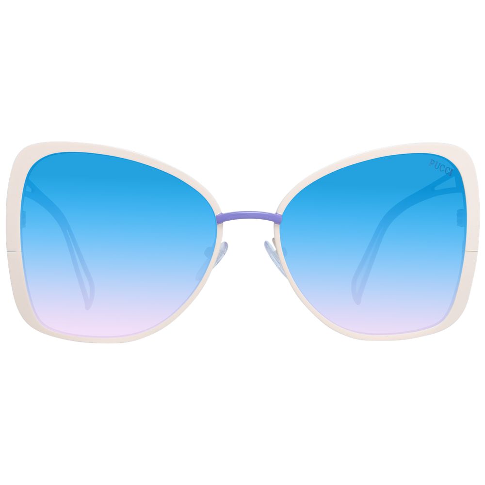 Emilio Pucci Cremefarbene Metall-Sonnenbrille