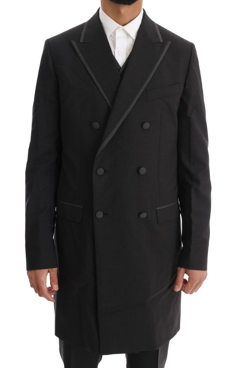 Dolce &amp; Gabbana grey wool stretch 3-piece two-button suit
