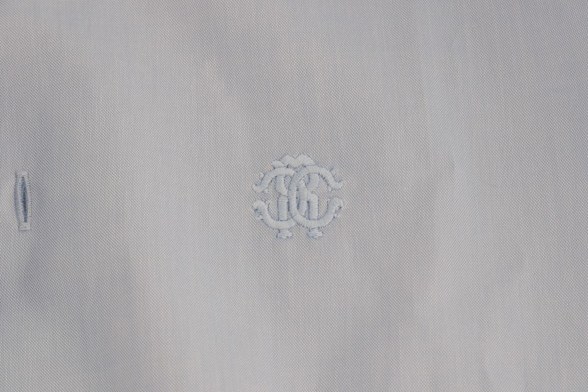 Cavalli Hellblaues Slim Fit Hemd aus Baumwolle