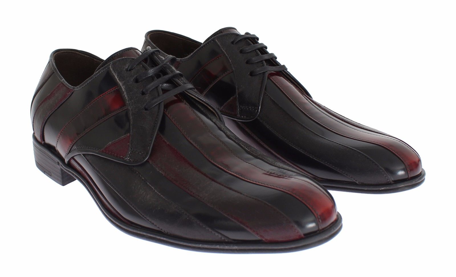 Dolce &amp; Gabbana Black Bordeaux Leather Dress Formal Shoes