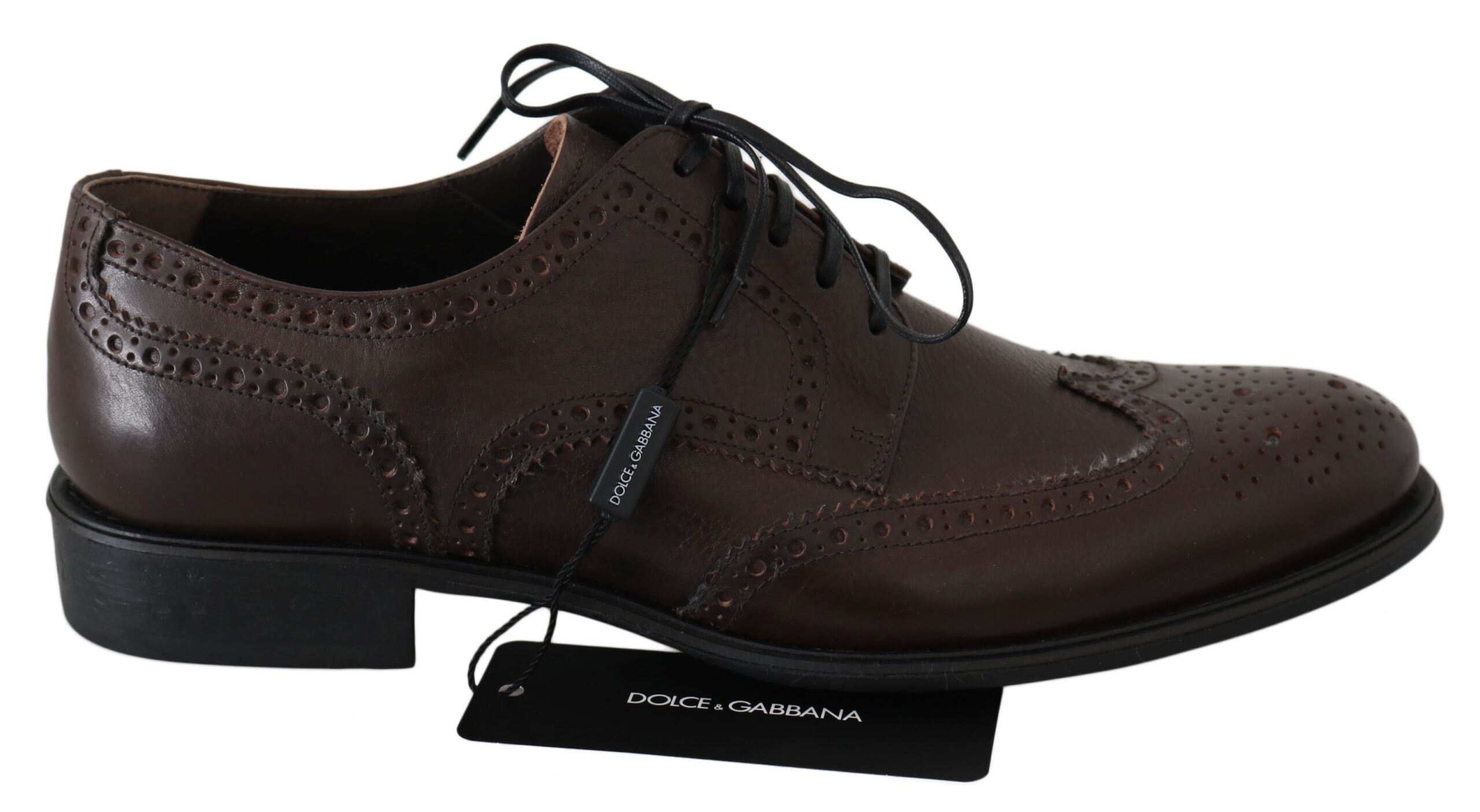 Dolce &amp; Gabbana Brown Leather Brogue Derby Dress Shoes