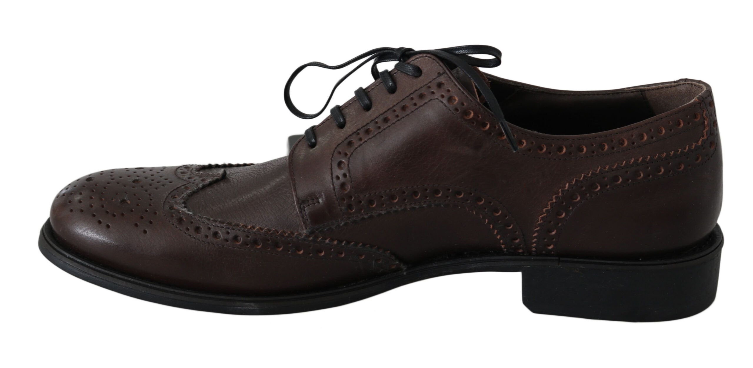 Dolce &amp; Gabbana Brown Leather Brogue Derby Dress Shoes