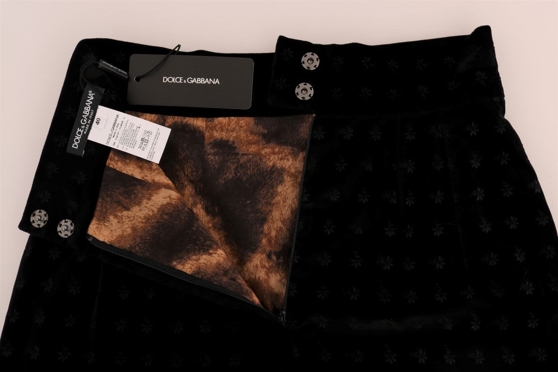 Dolce & Gabbana Dunkelgrüner Bleistiftrock aus Barocksamt