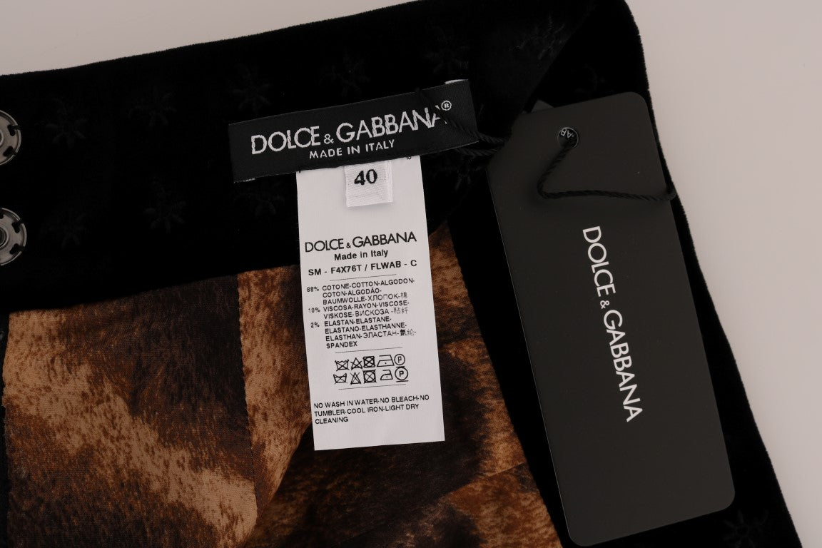 Dolce & Gabbana Dunkelgrüner Bleistiftrock aus Barocksamt