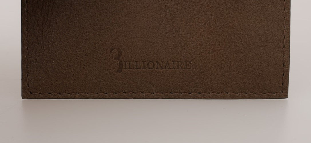 Billionaire Italian Couture Brauner Leder-Kartenhalter Brieftasche