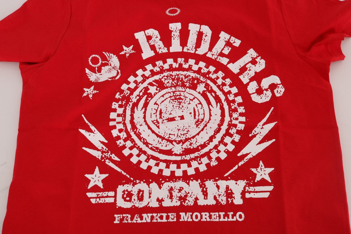 Frankie Morello Rotes Baumwoll-RIDERS T-Shirt mit Rundhalsausschnitt