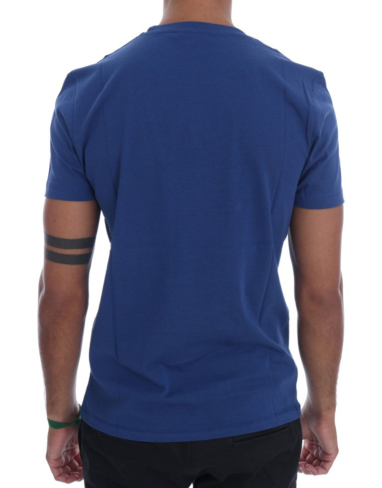 Frankie Morello Blue Cotton RIDERS Crew Neck T-Shirt