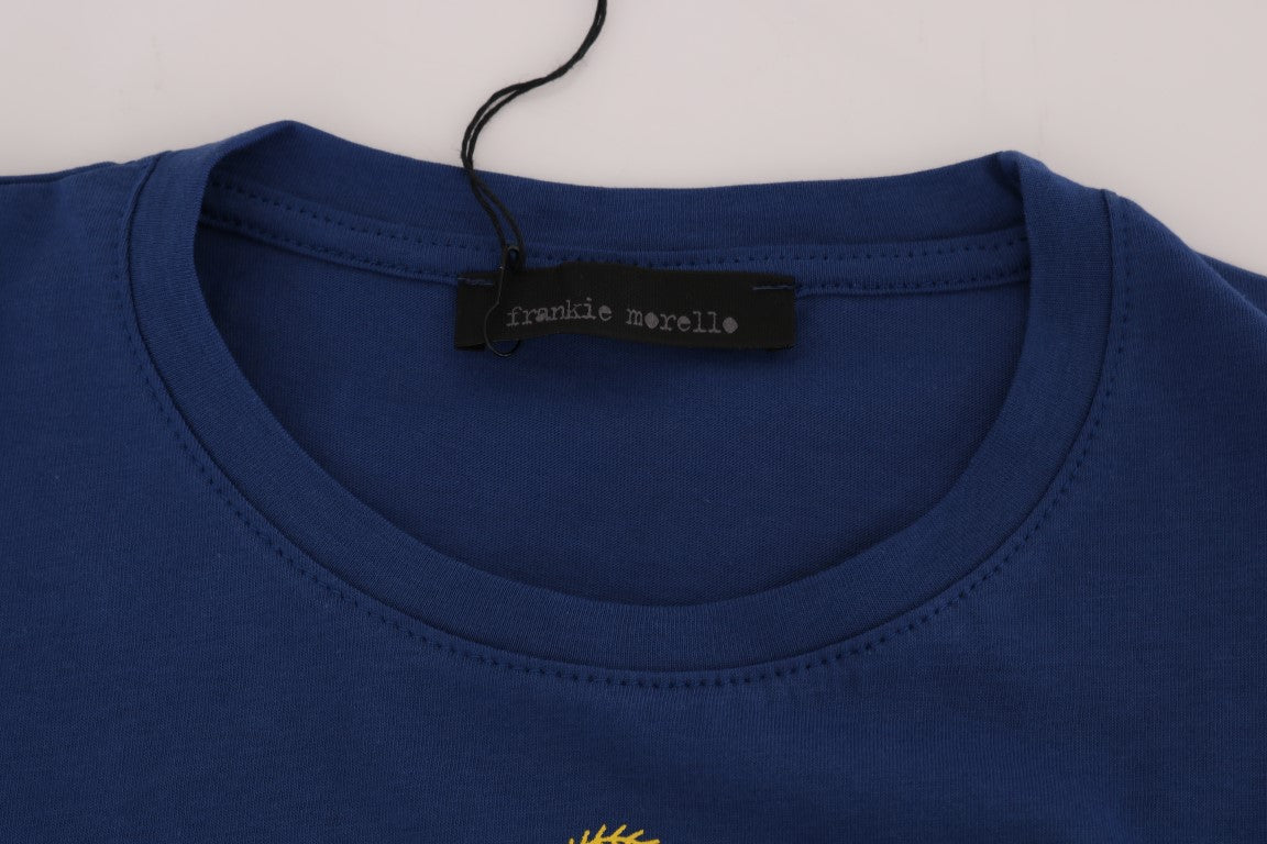 Frankie Morello Blue Cotton RIDERS Crew Neck T-Shirt