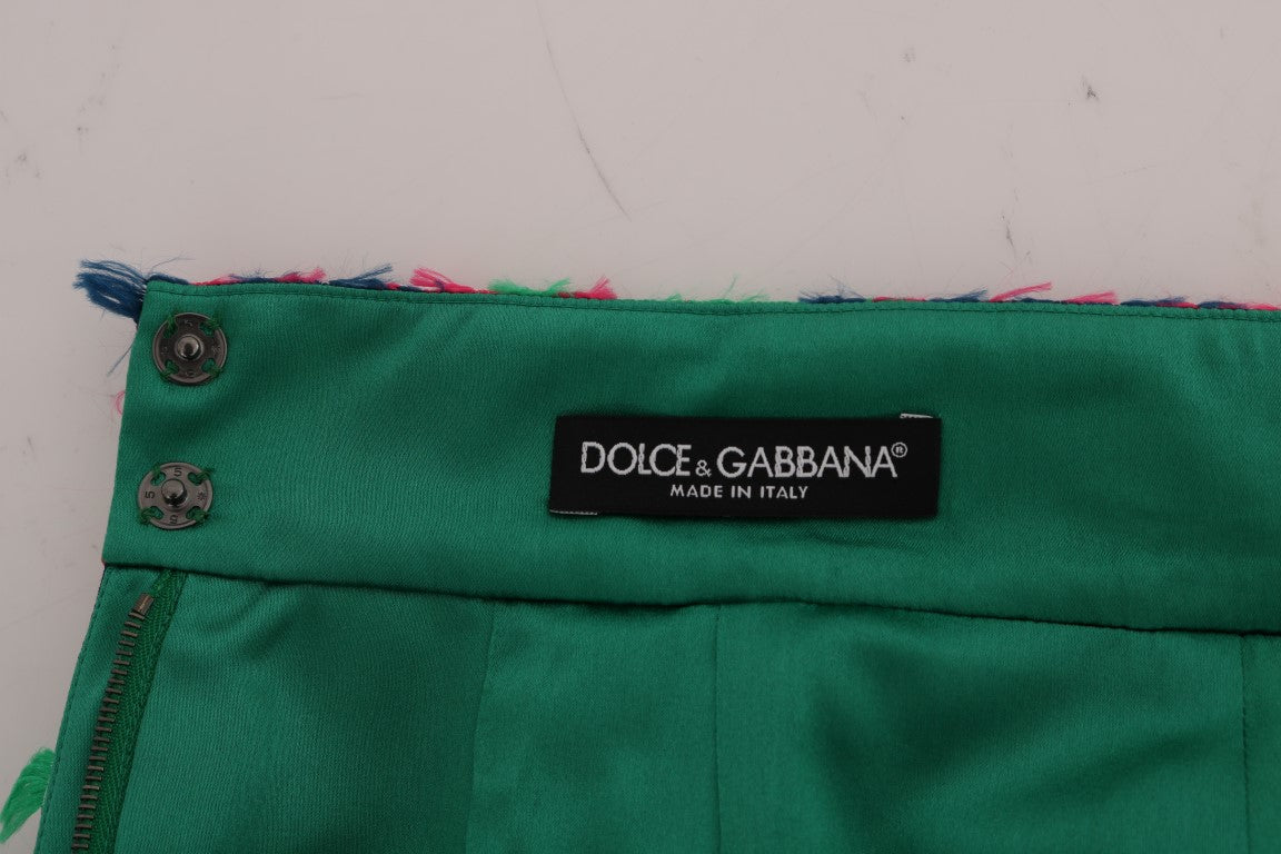 Dolce & Gabbana Rosa Grüner Jacquard-Bleistiftrock