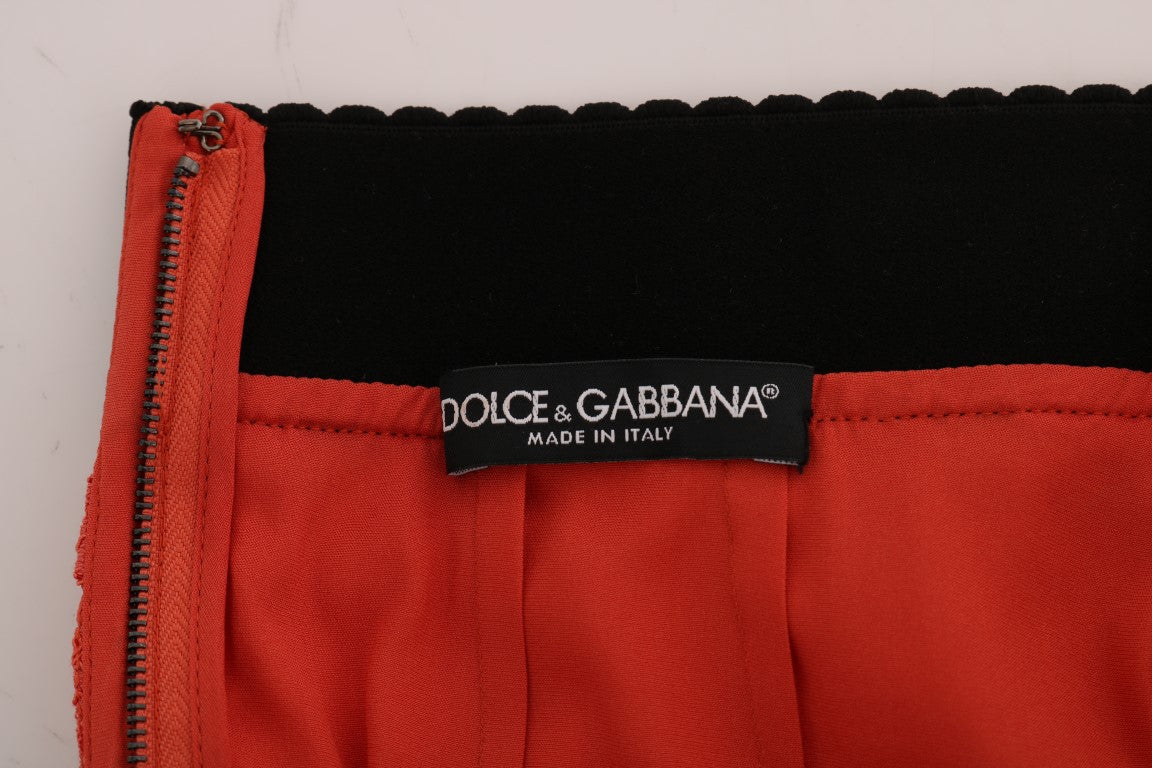 Dolce & Gabbana Orange Makramee-Spitzen-Bleistiftrock