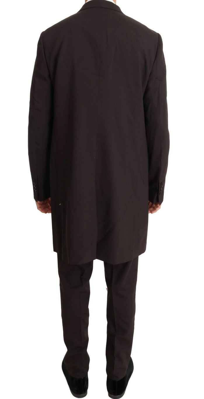 Dolce & Gabbana Bordeauxfarbener Woll-Stretch-Anzug, lang, 3-teilig