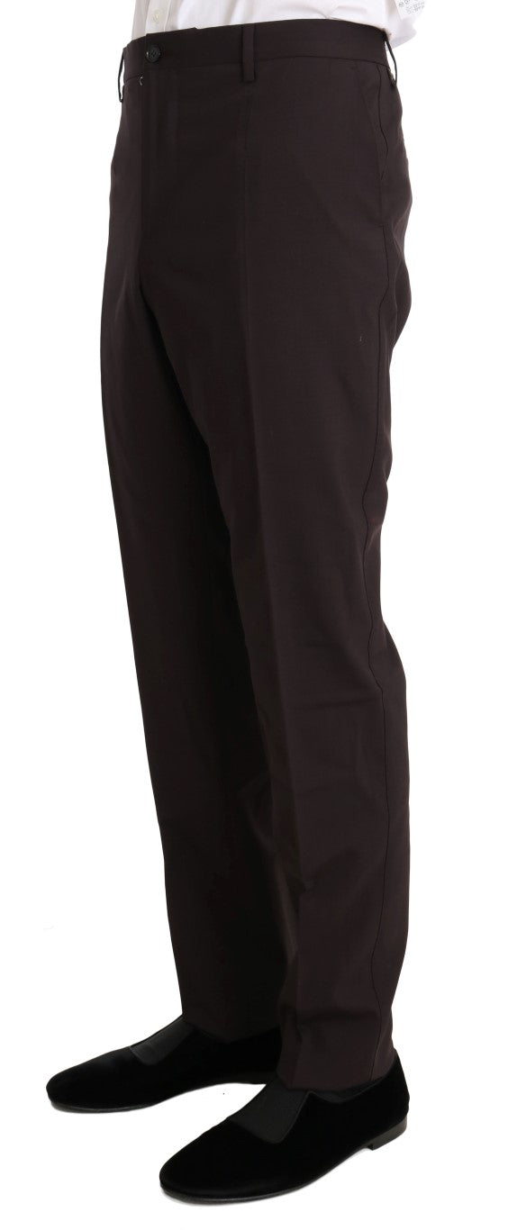 Dolce & Gabbana Bordeauxfarbener Woll-Stretch-Anzug, lang, 3-teilig