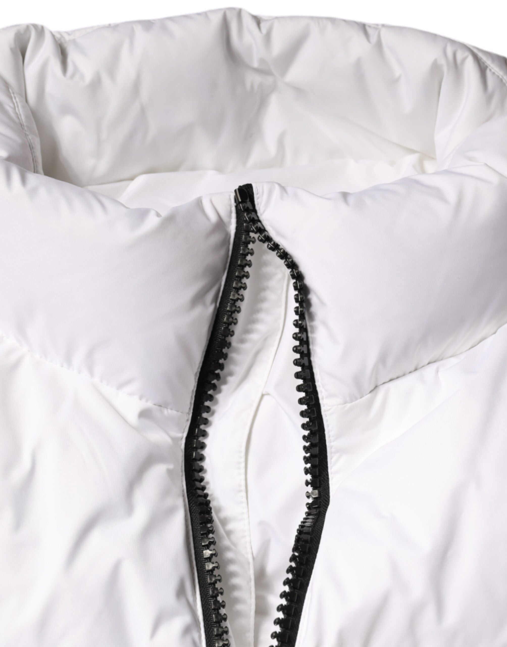 Dolce &amp; Gabbana Beyaz Şişme Kapitone Mont Tam Fermuarlı Ceket