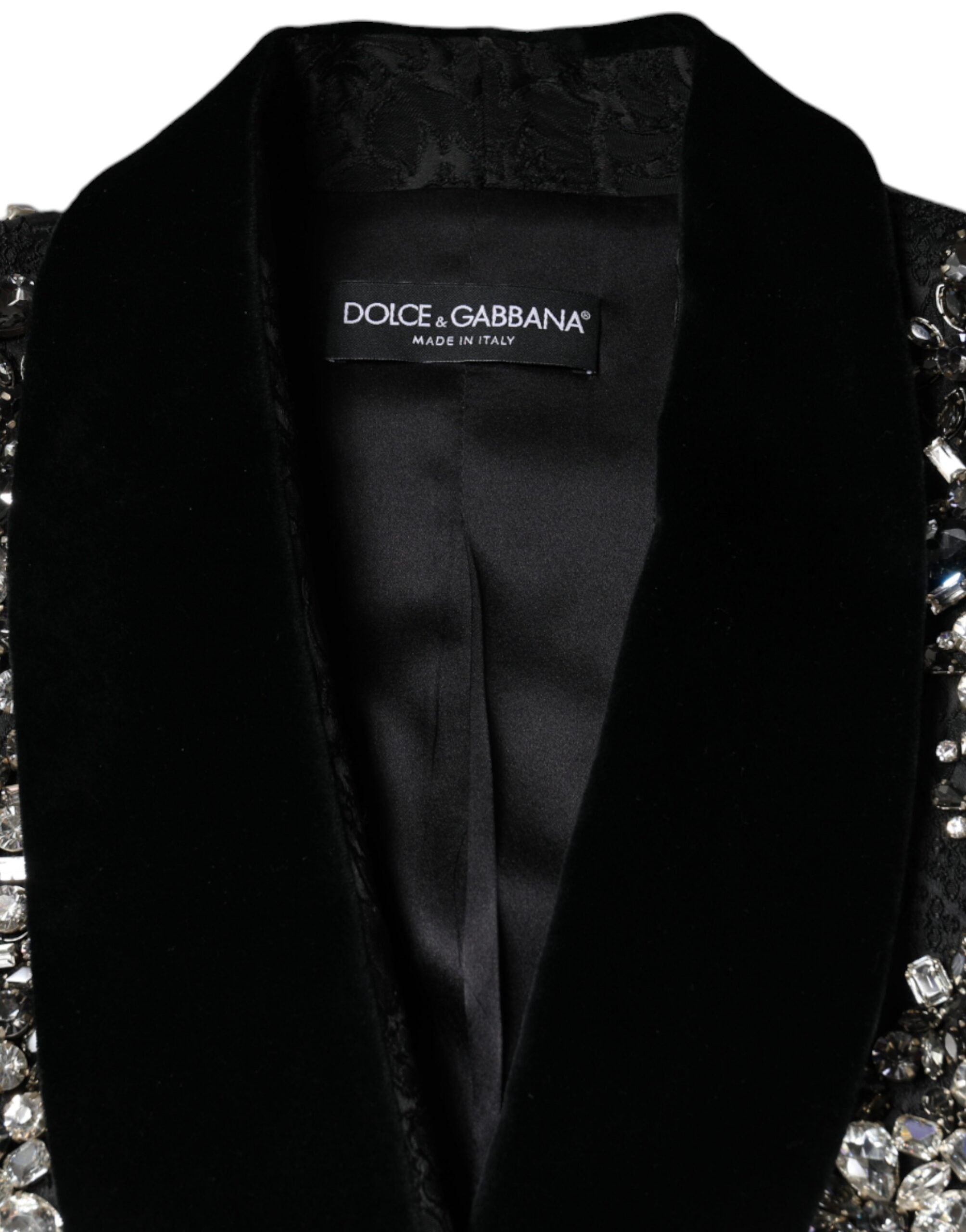 Dolce &amp; Gabbana Siyah Jakarlı Kristal Çiçekli Ceket Blazer