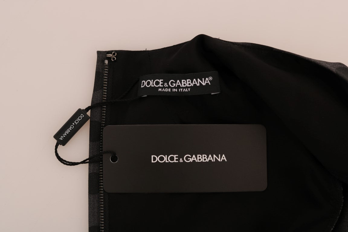 Dolce &amp; Gabbana gri puantiyeli esnek yün elbise