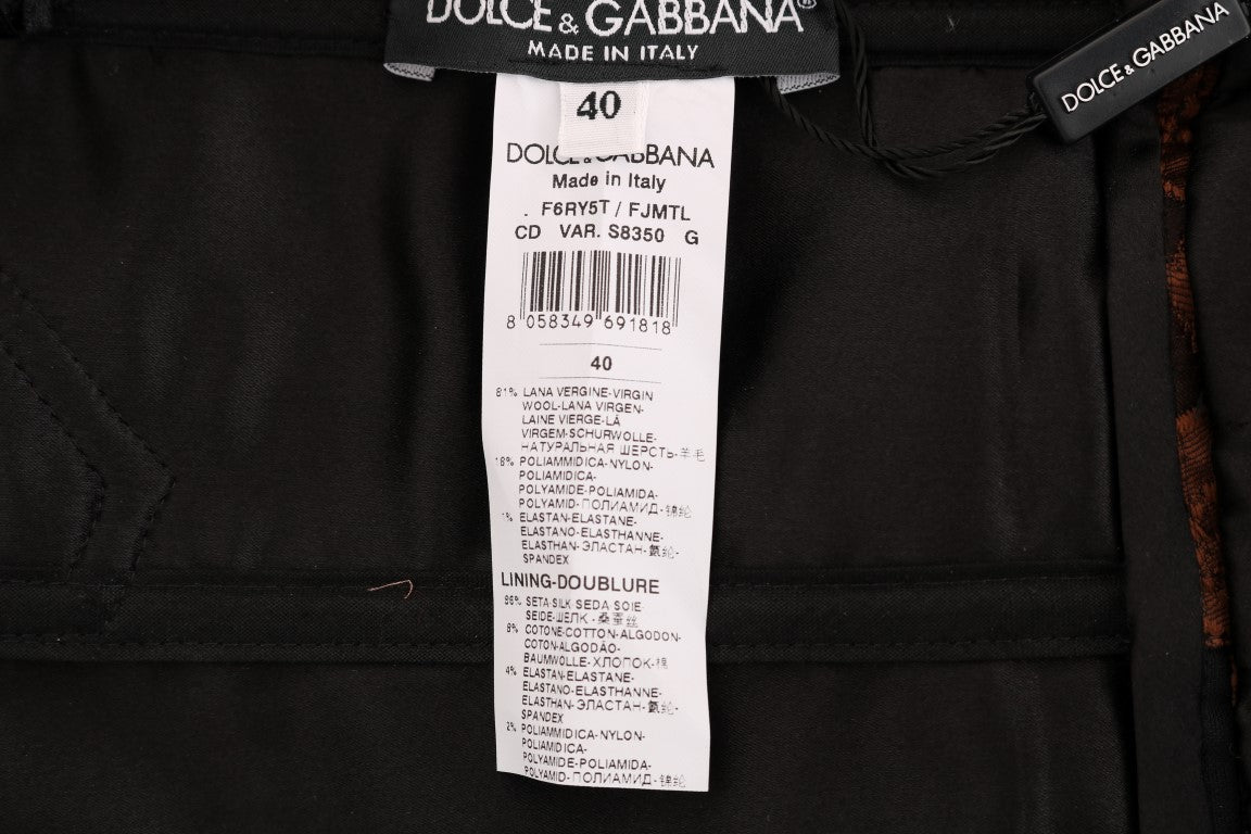 Dolce &amp; Gabbana Black-brown floral brocade A-line dress