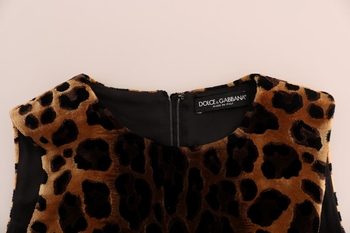 Dolce &amp; Gabbana kahverengi leopar desenli ipek ceket elbise