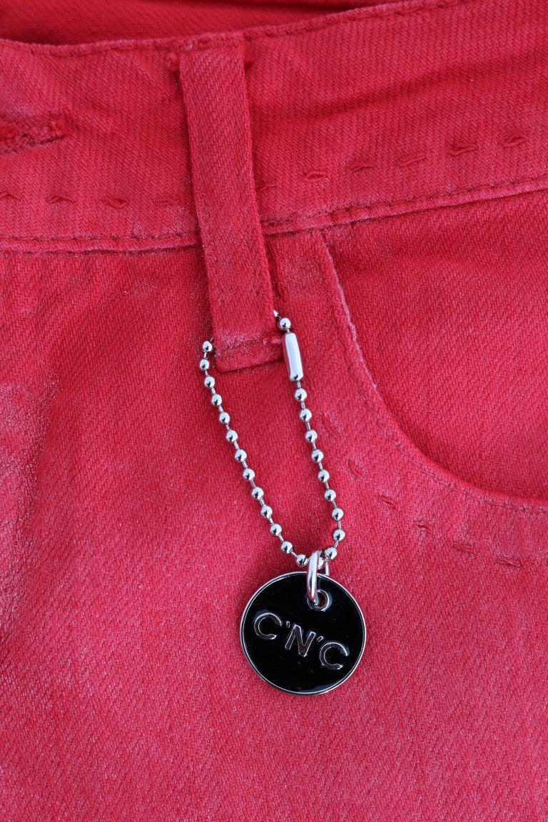 Costume National Rote Cotton Stretch Slim Jeans