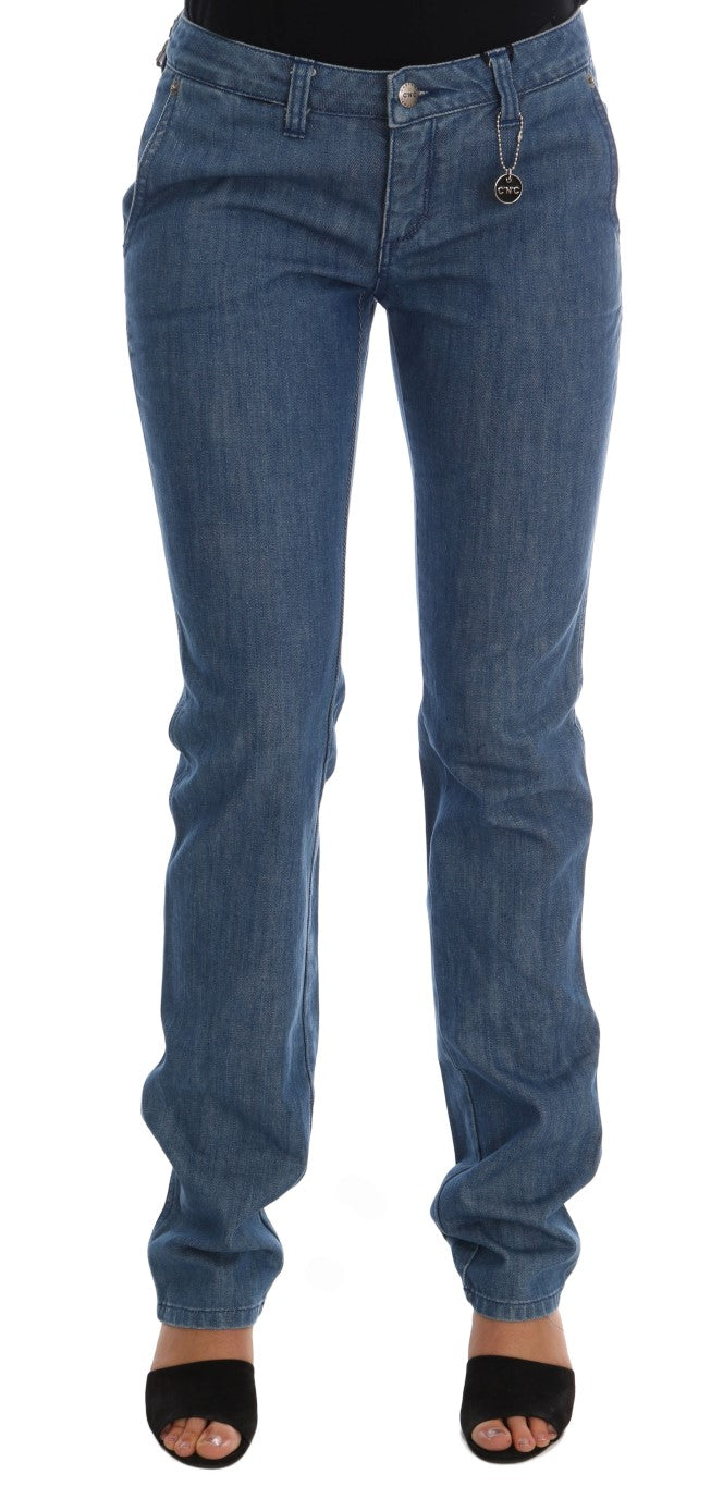 Costume National Blaue Waschung Baumwolle Slim Denim Jeans