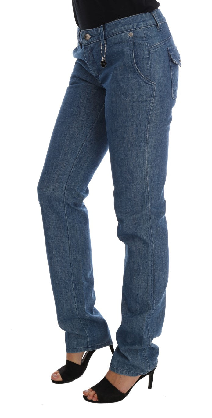 Costume National Blaue Waschung Baumwolle Slim Denim Jeans