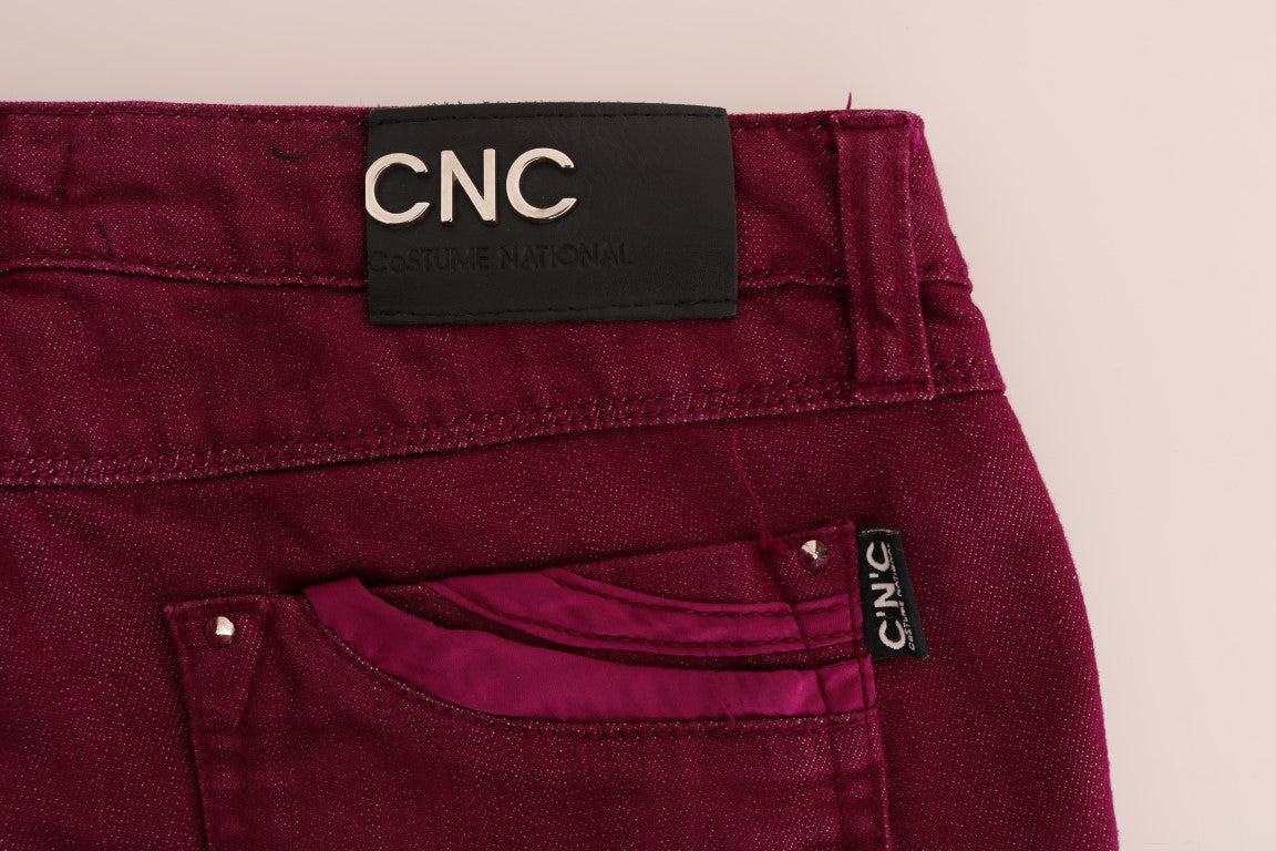 Costume National Rot gewaschene Cotton Stretch Denim Jeans