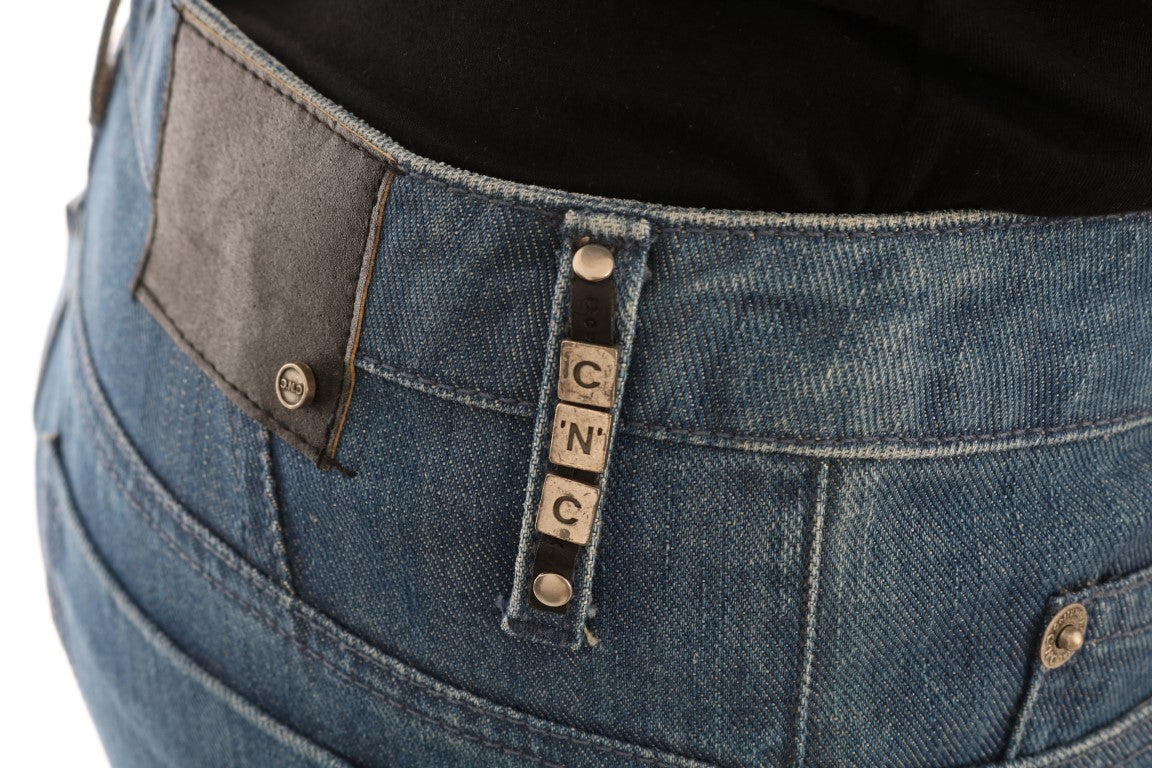 Costume National Boyfriend Fit Jeans aus Baumwolle mit blauer Waschung