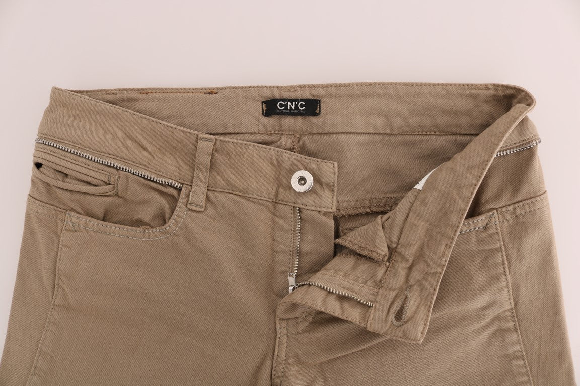 Costume National Beige Baumwolle Stretch Slim Fit Jeans
