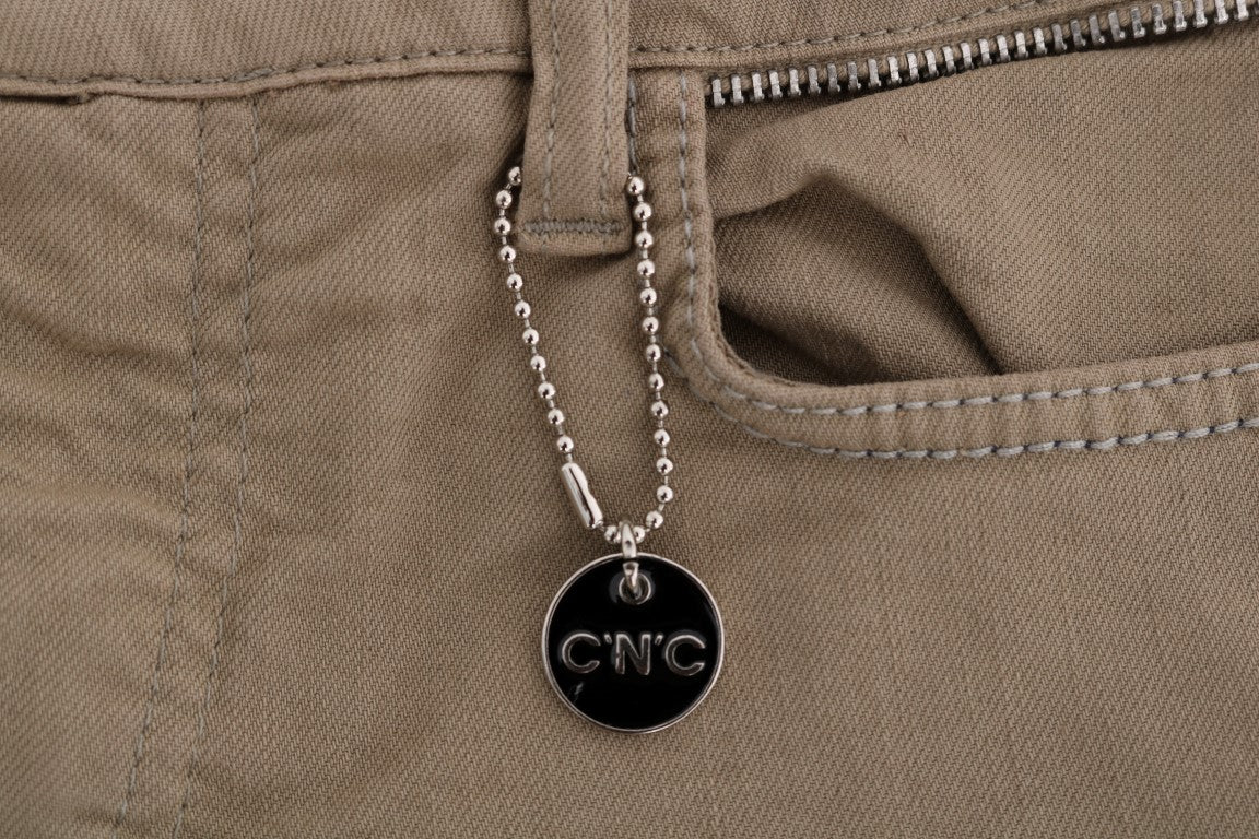 Costume National Beige Baumwolle Stretch Slim Fit Jeans