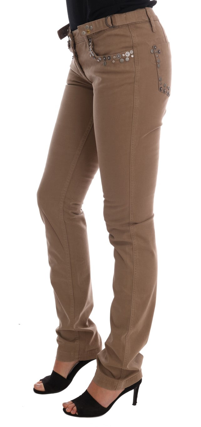 Costume National Beige Baumwolle Stretch Slim Fit Jeans