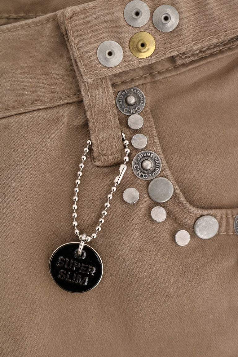 Costume National Beige Baumwolle Stretch Slim Fit Jeans