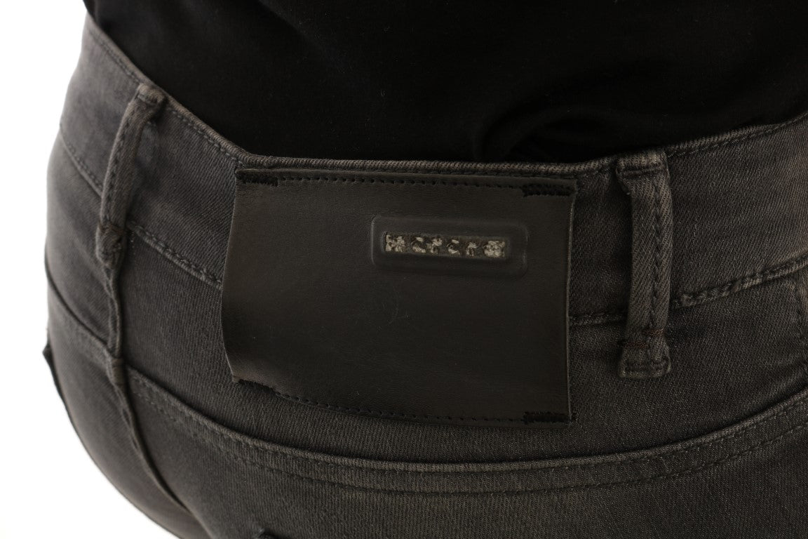 Sekiz gri ince kesim pamuklu kot pantolon