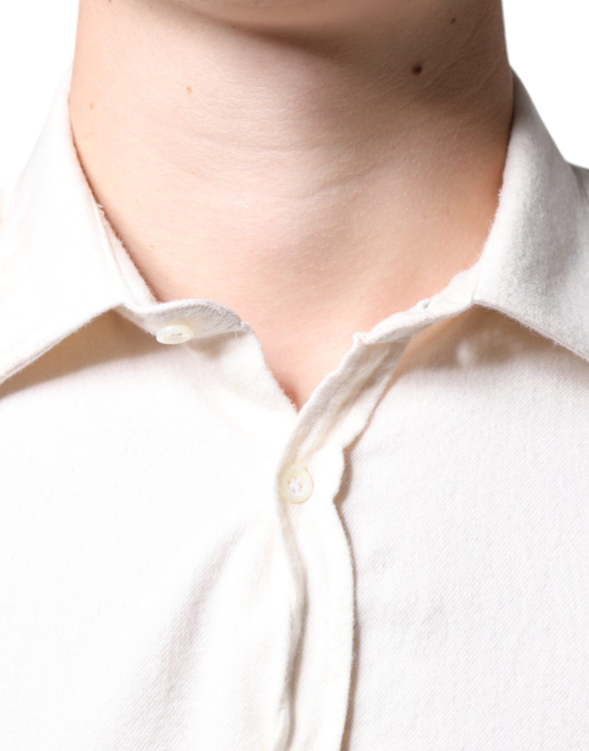 AGLINI Kırık Beyaz Pamuklu Yakalı Erkek Resmi Gömlek