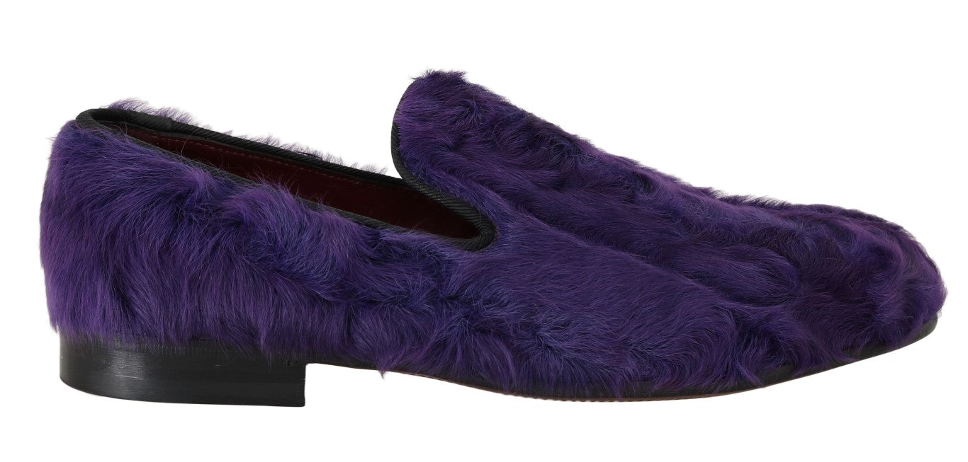 Dolce &amp; Gabbana Purple Sheepskin Leather Loafers