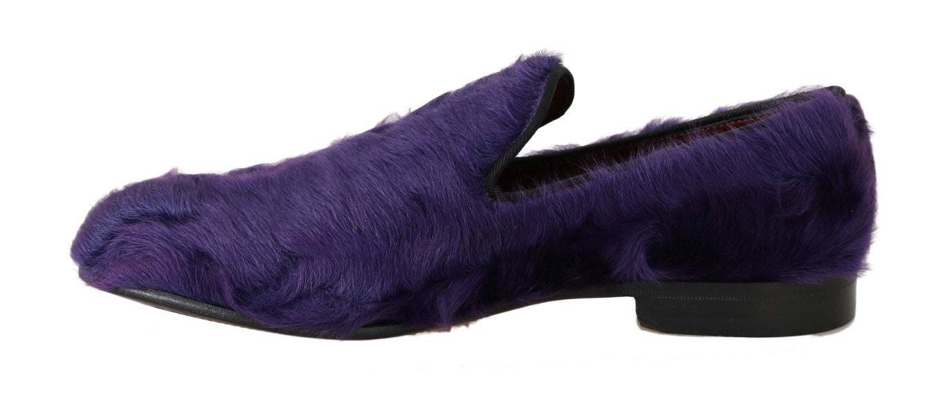 Dolce &amp; Gabbana Purple Sheepskin Leather Loafers