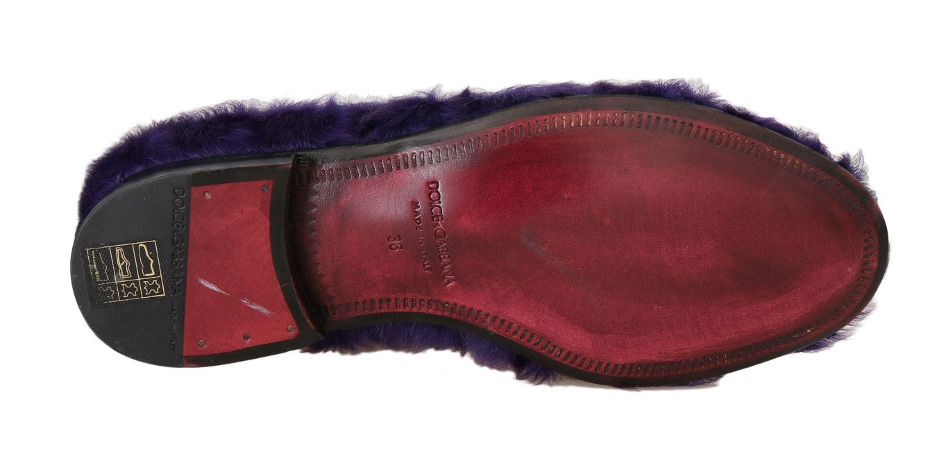 Dolce &amp; Gabbana Purple Sheepskin Leather Loafers