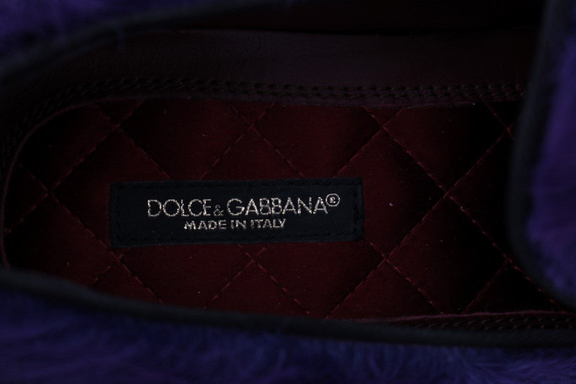 Dolce &amp; Gabbana Purple Sheepskin Leather Loafers
