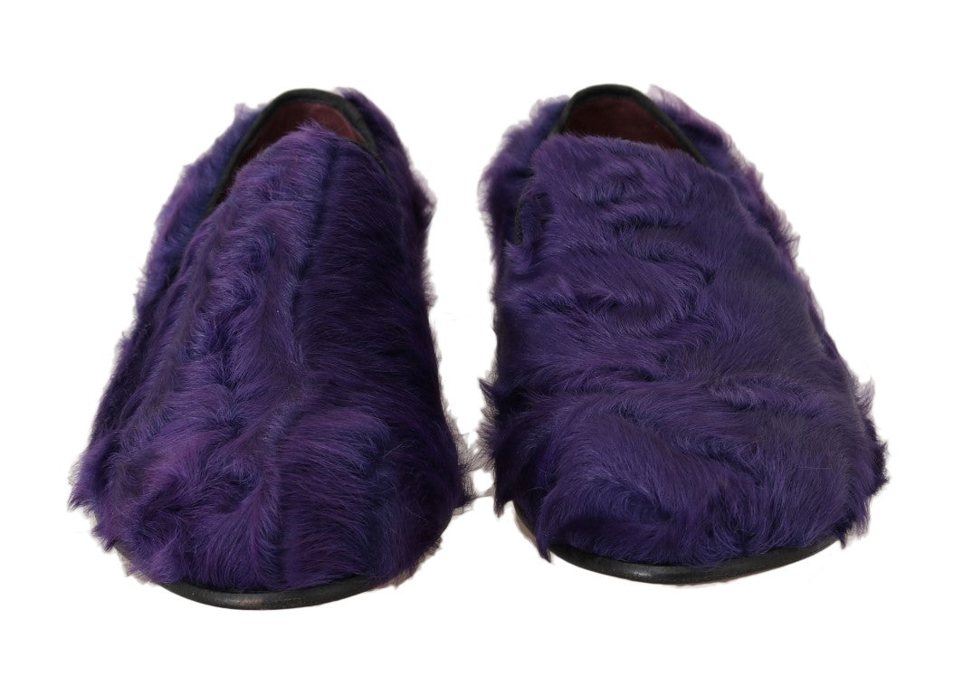 Dolce &amp; Gabbana Purple Sheepskin Leather Loafers