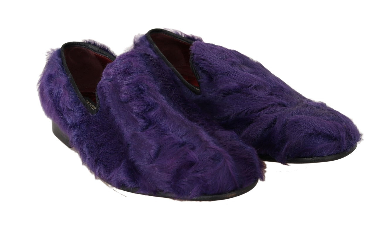 Dolce &amp; Gabbana Purple Sheepskin Leather Loafers