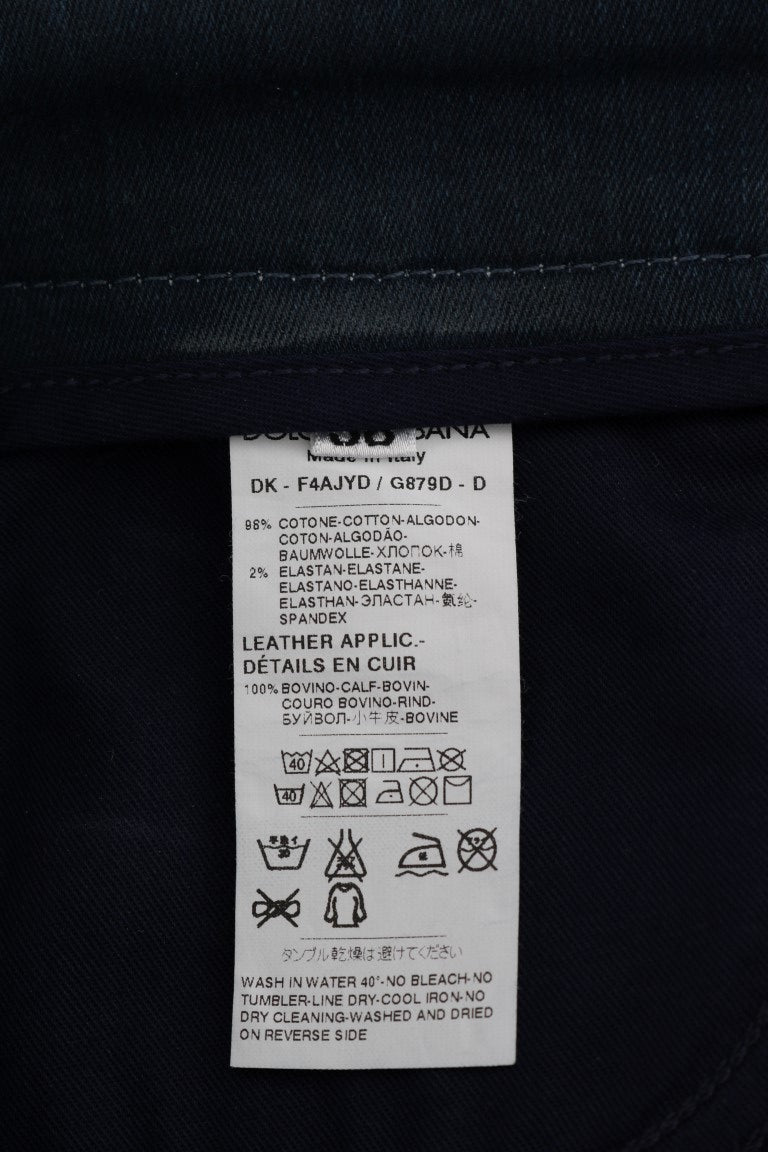 Dolce & Gabbana Kurzer blauer gestreifter Mini-Denim-Rock