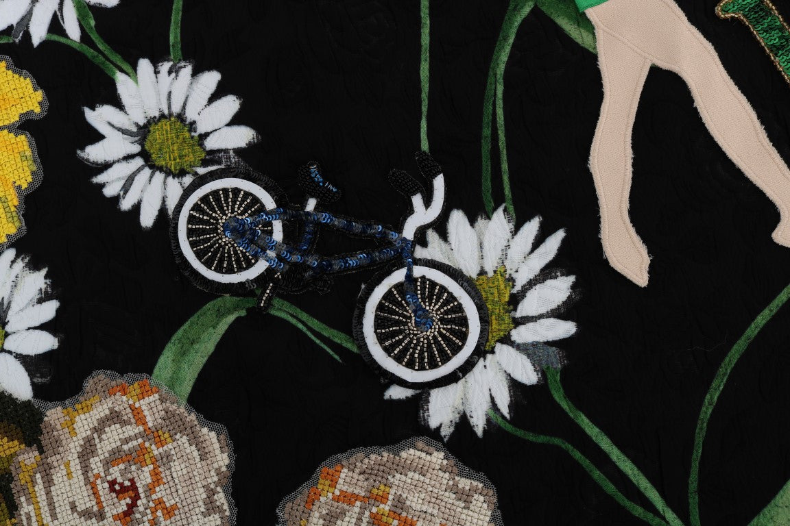 Dolce & Gabbana Siyah Süslemeli Papatya Brokar Etek