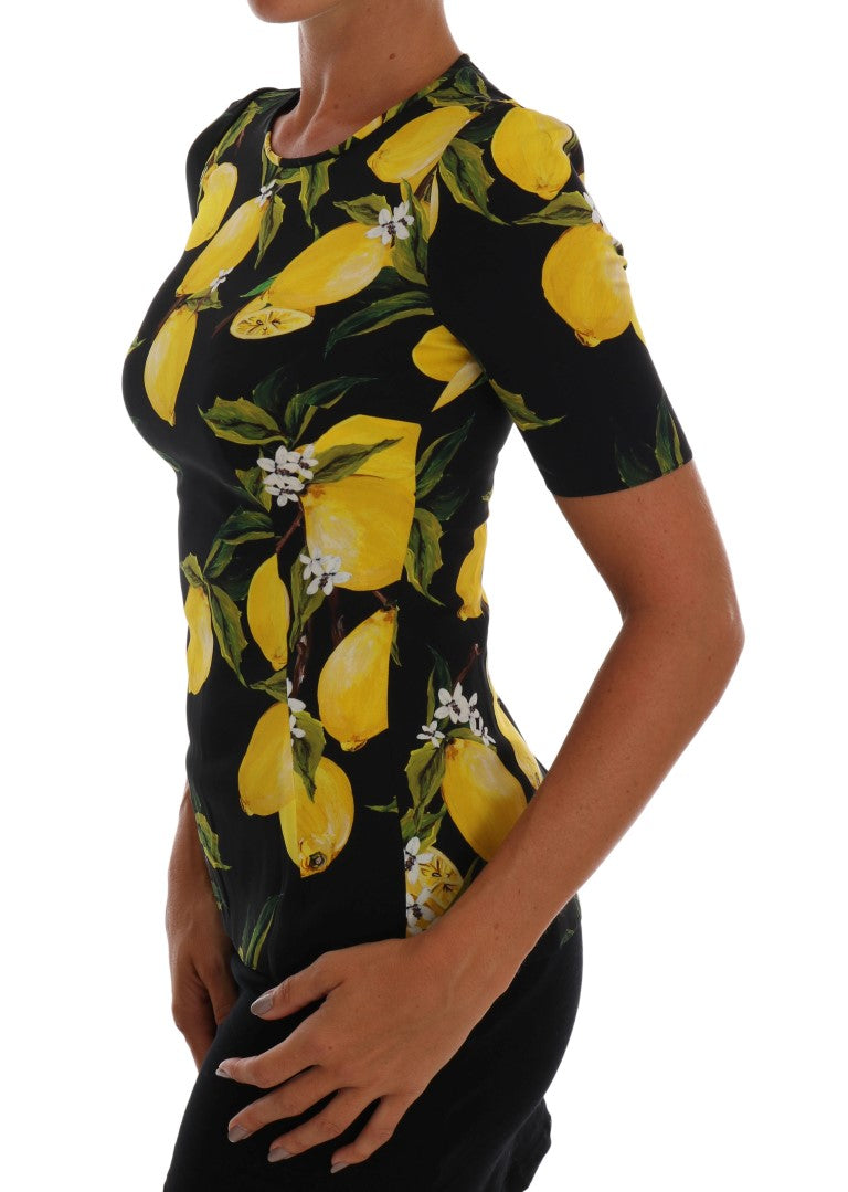 Dolce & Gabbana Mehrfarbiges Lemon Silk Stretch T-Shirt