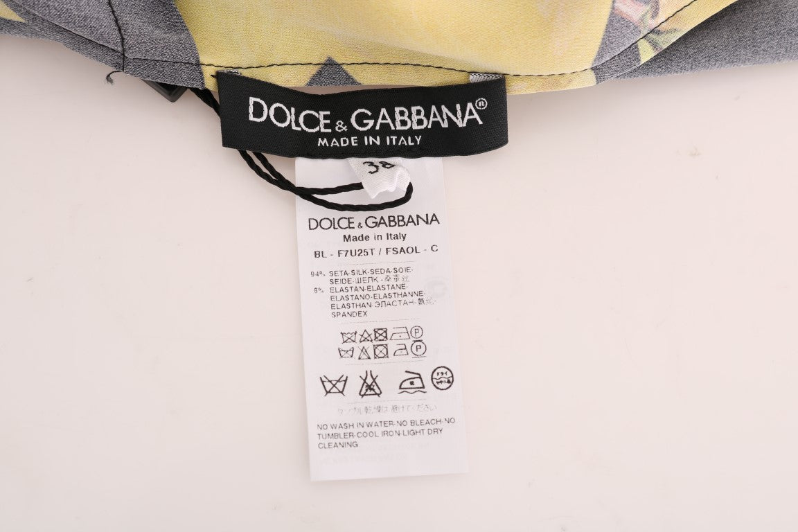 Dolce & Gabbana Mehrfarbiges Lemon Silk Stretch T-Shirt