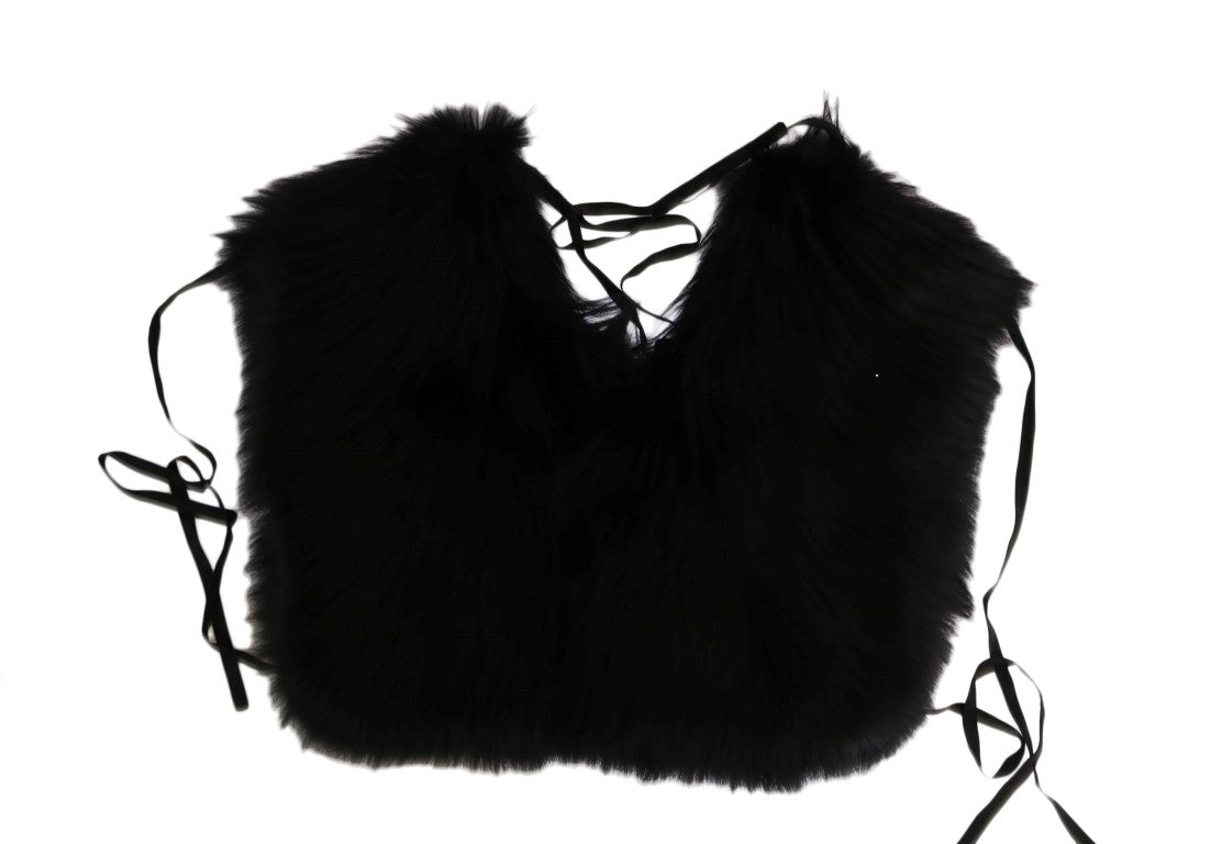 Dolce &amp; Gabbana Black Silver Fox Fur Scarf 