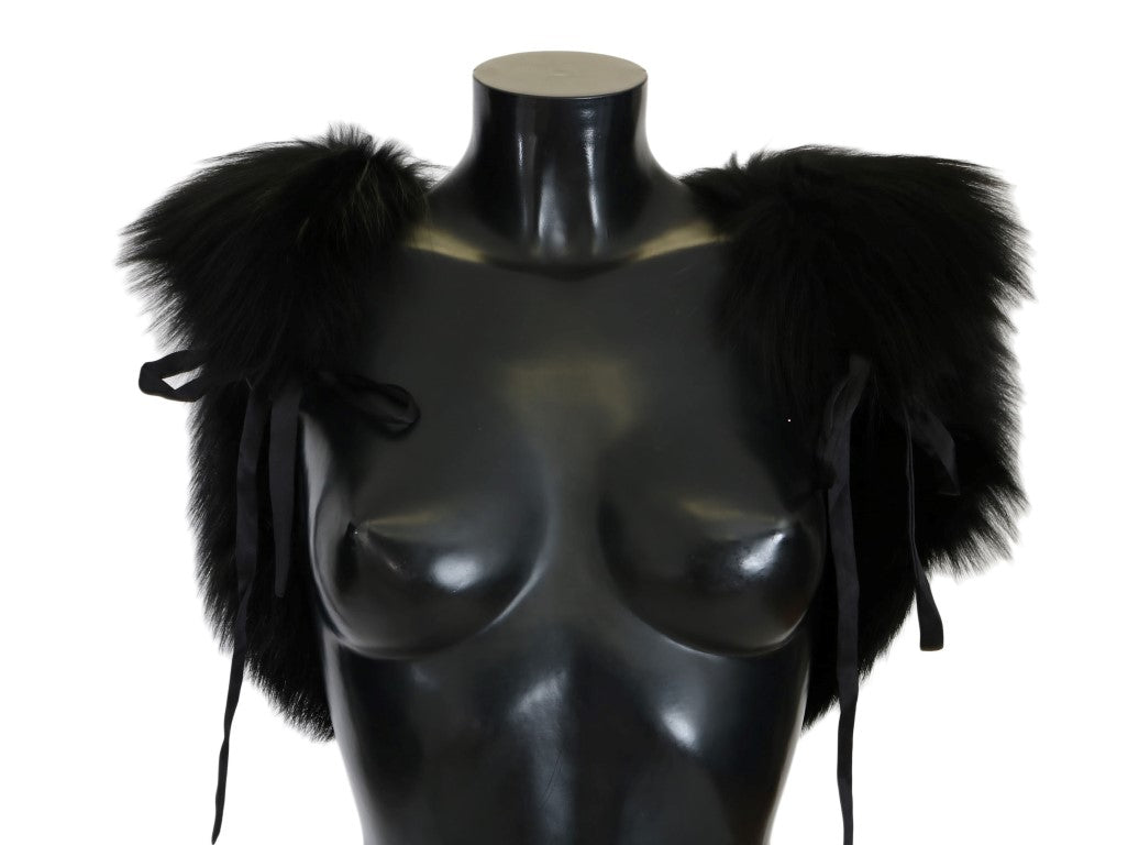 Dolce & Gabbana Schwarzer Silberfuchs-Pelzschal