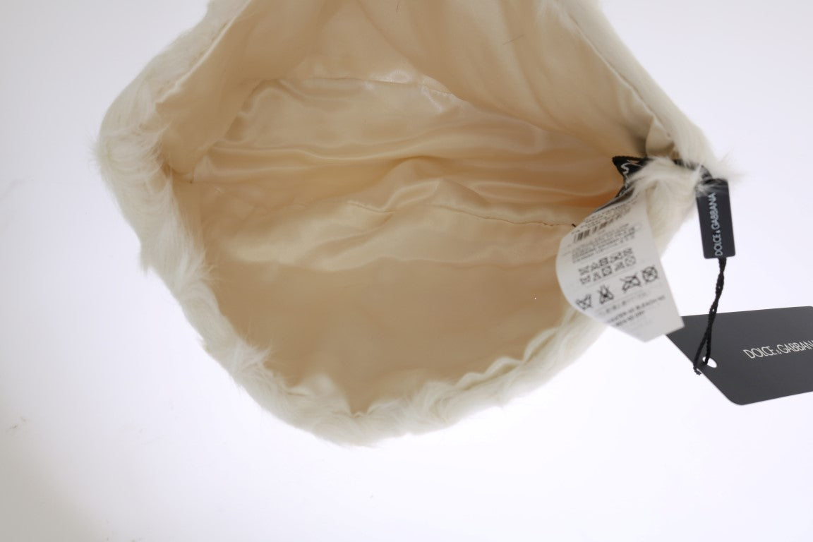 Dolce & Gabbana Weiße Xiangao Lammfell-Mütze